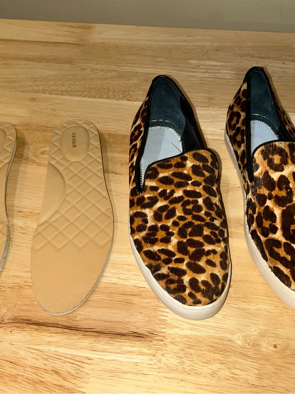 BIRDIES The Swift Leather Leopard Print Calf Hair Slip-on Loafers 7.5 Women’s M